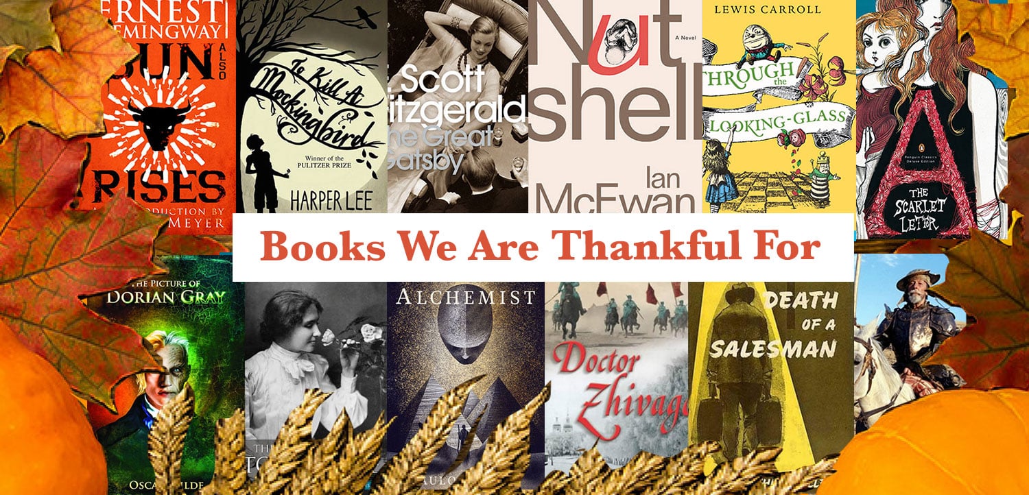 Twelve classic books in Thanksgiving frame