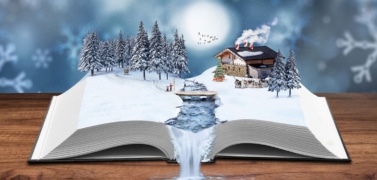 Winter scene in a book