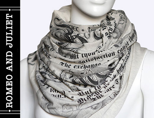 Scarf decorated wit lines from Romeo and Juliet