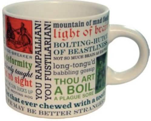 Mug covered in insults from Shakespeare