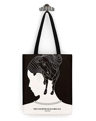 Canvas tote bag with Virginia Wolf pattern