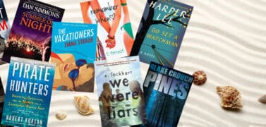 Books recommended for a vacation lying on a beach