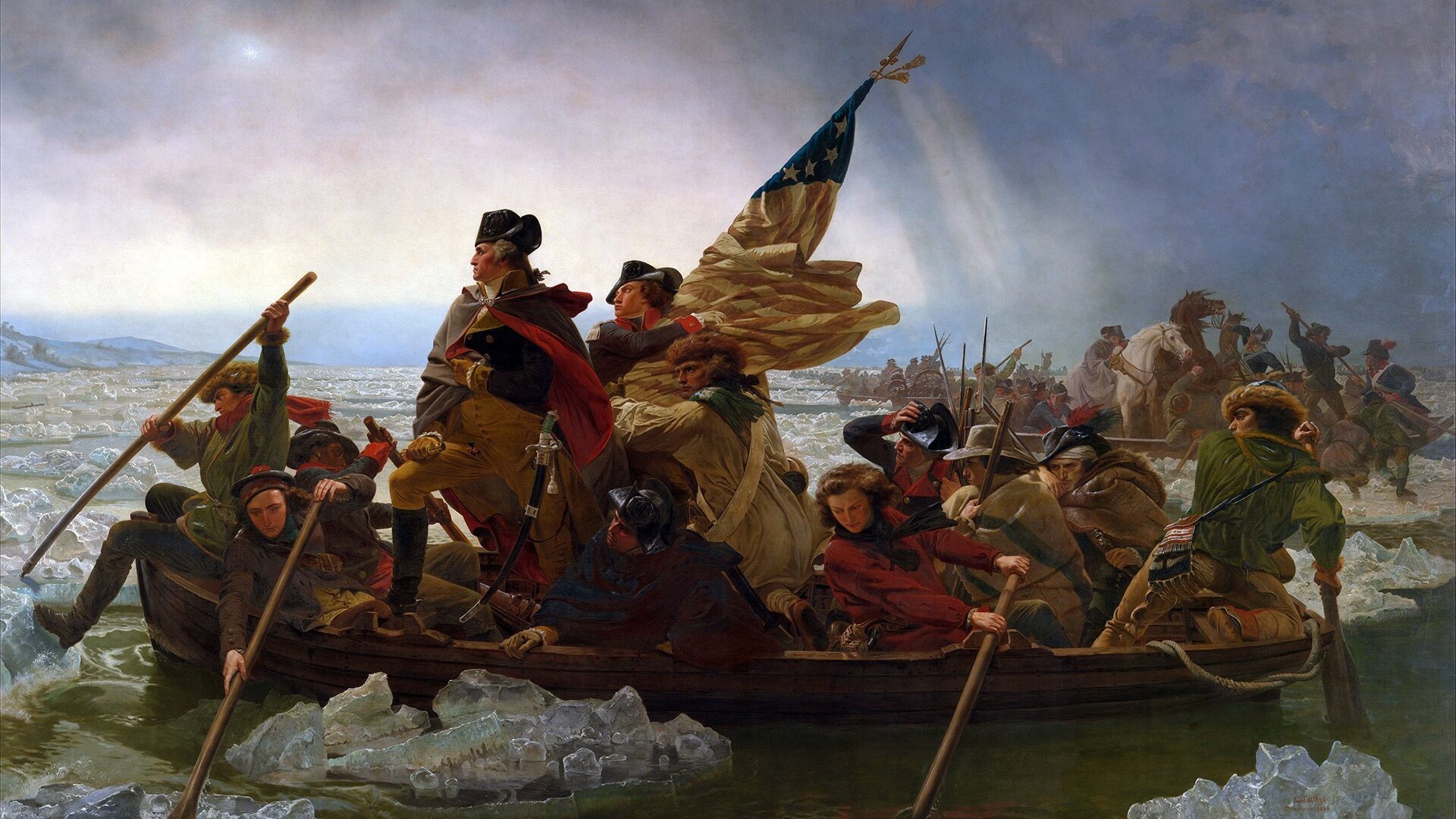 The painting Crossing the Delaware depicting the American Revolution