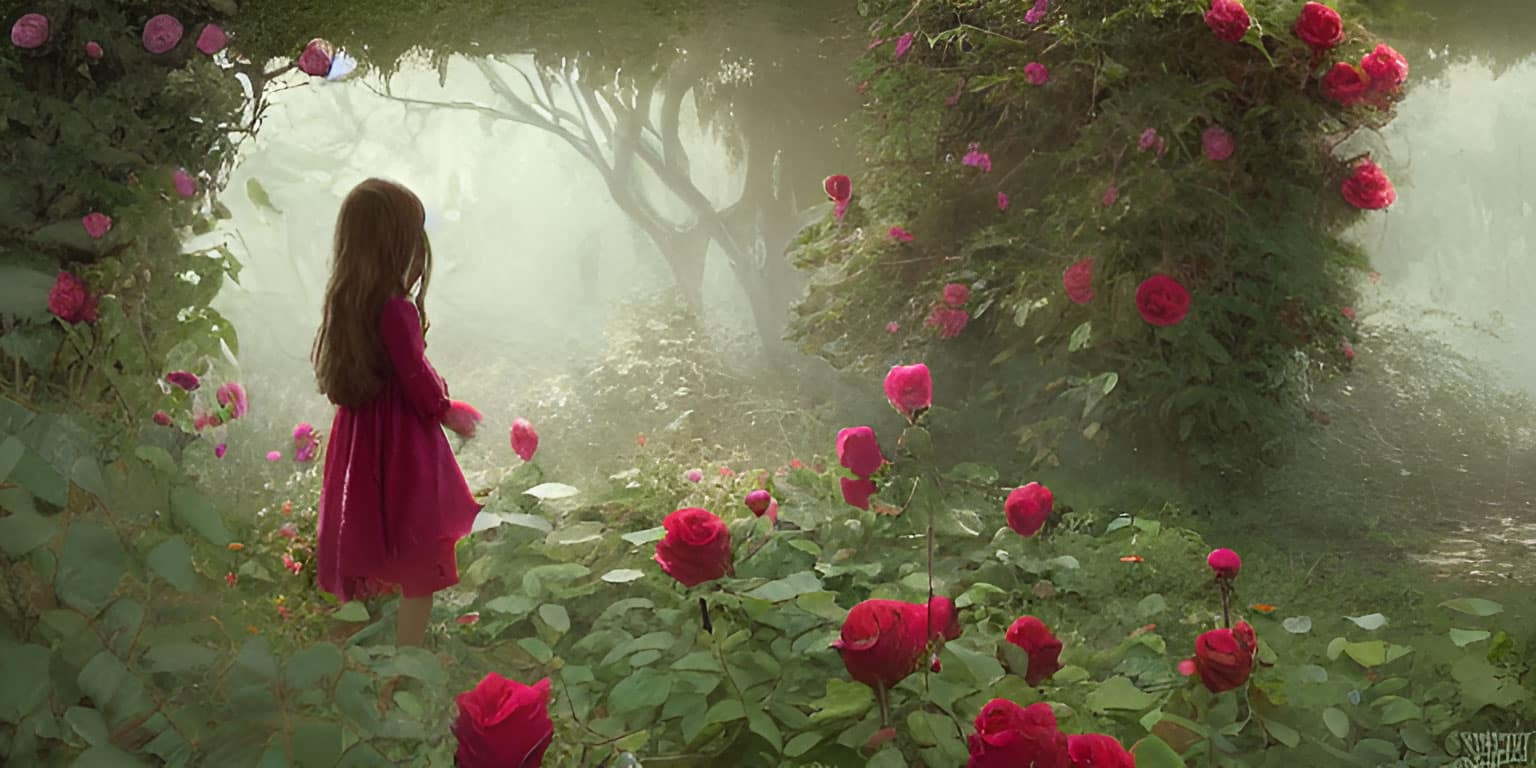 Girl in the rose garden
