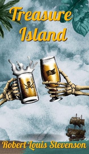 Skeletons clincking beer glasses as cover for Treasure Island