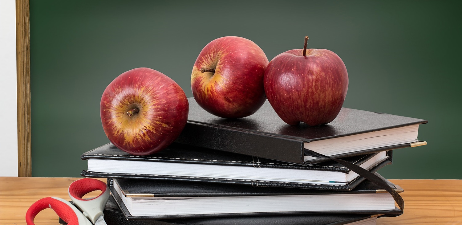 Trests and books on Teacher's desk