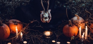 Bookish witch ritual at Halloween